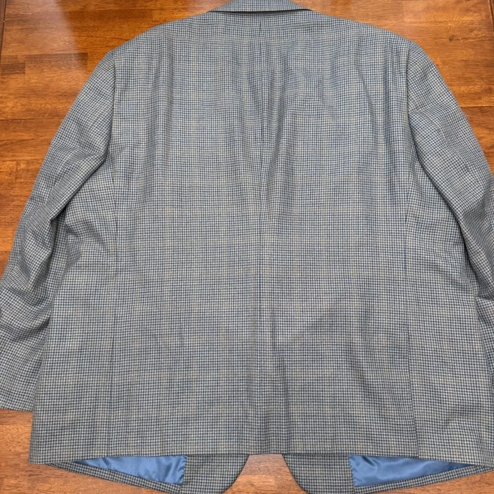 Oak Hill Sport Coat Mens 3XL 54/56R Blue Brown Houndstooth Check Blazer Jacket